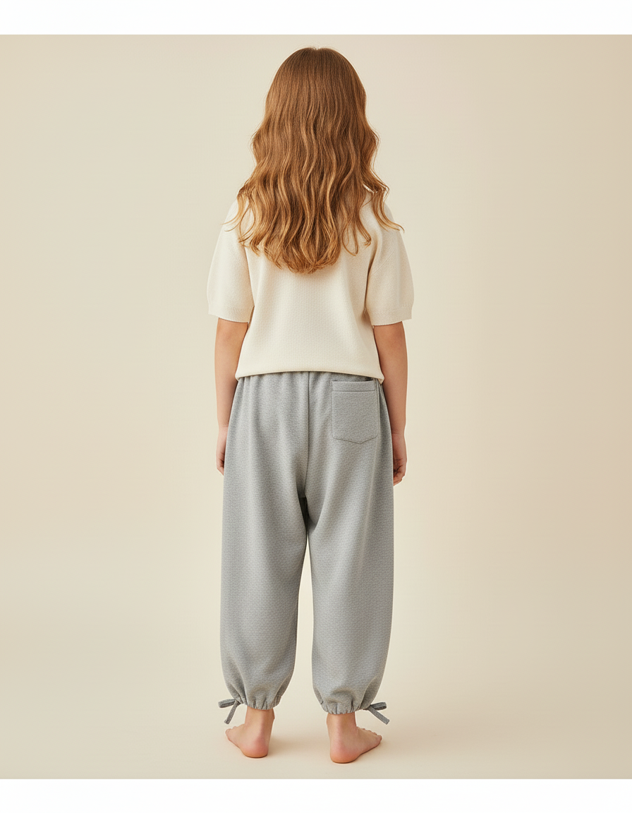 Pantalon Baggy Gris Ample Cordon Enfant - Molleton - vue 2
