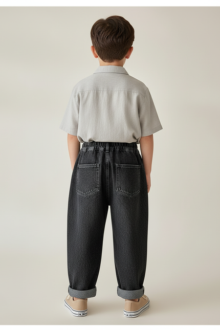 Pantalon Baggy Denim Noir Ample Enfant Décontracté - Jean - vue 2