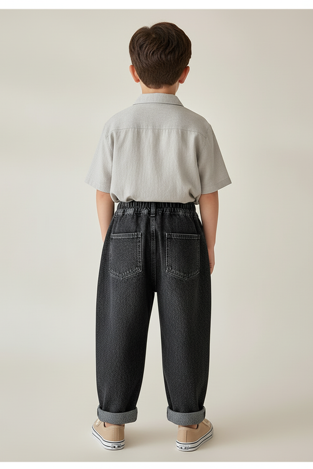 Pantalon Baggy Denim Noir Ample Enfant Décontracté - Jean - vue 2