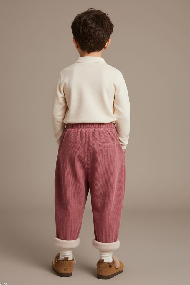 Pantalon Baggy Rose Côtelé Doublé Chaud Enfant - Cordé - vue 2
