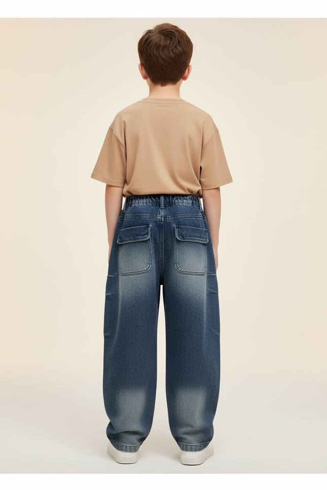 Pantalon Baggy Jean Bleu Décontracté Ample Imprimé Enfant - vue 2