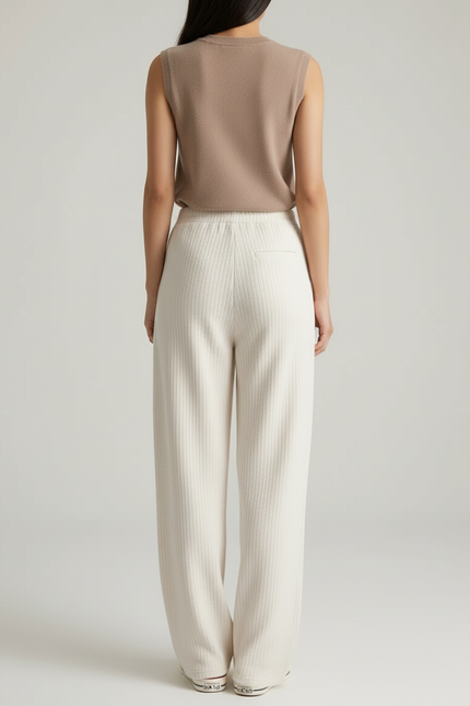 Pantalon Baggy Femme Blanc - Maille - vue 2