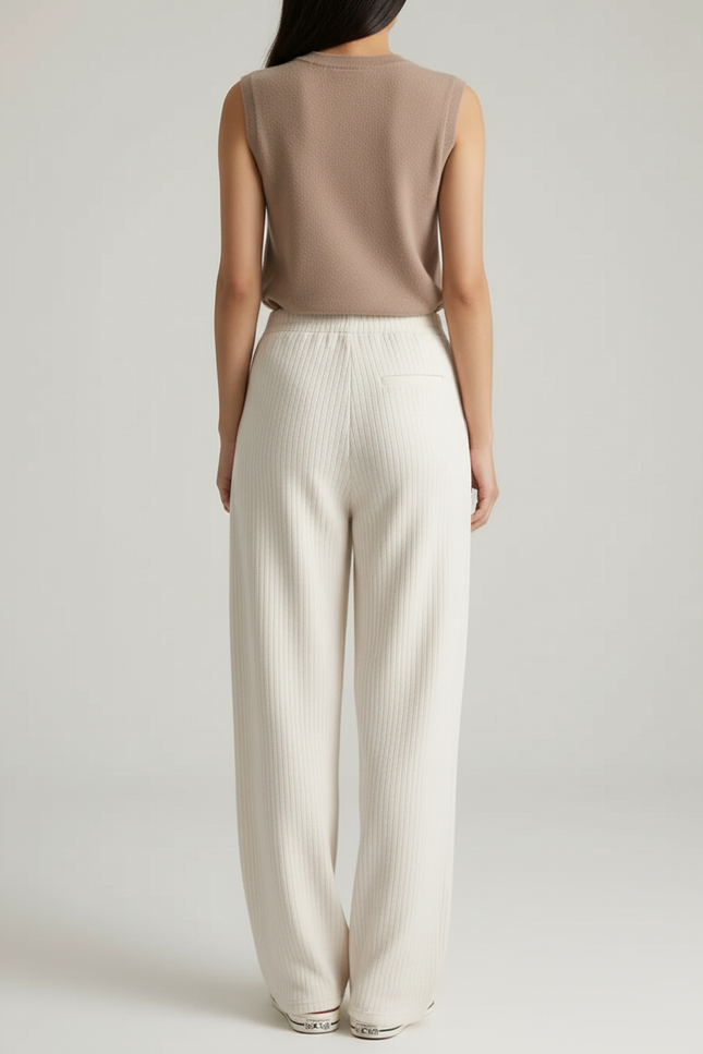 Pantalon Baggy Femme Blanc - Maille - vue 2