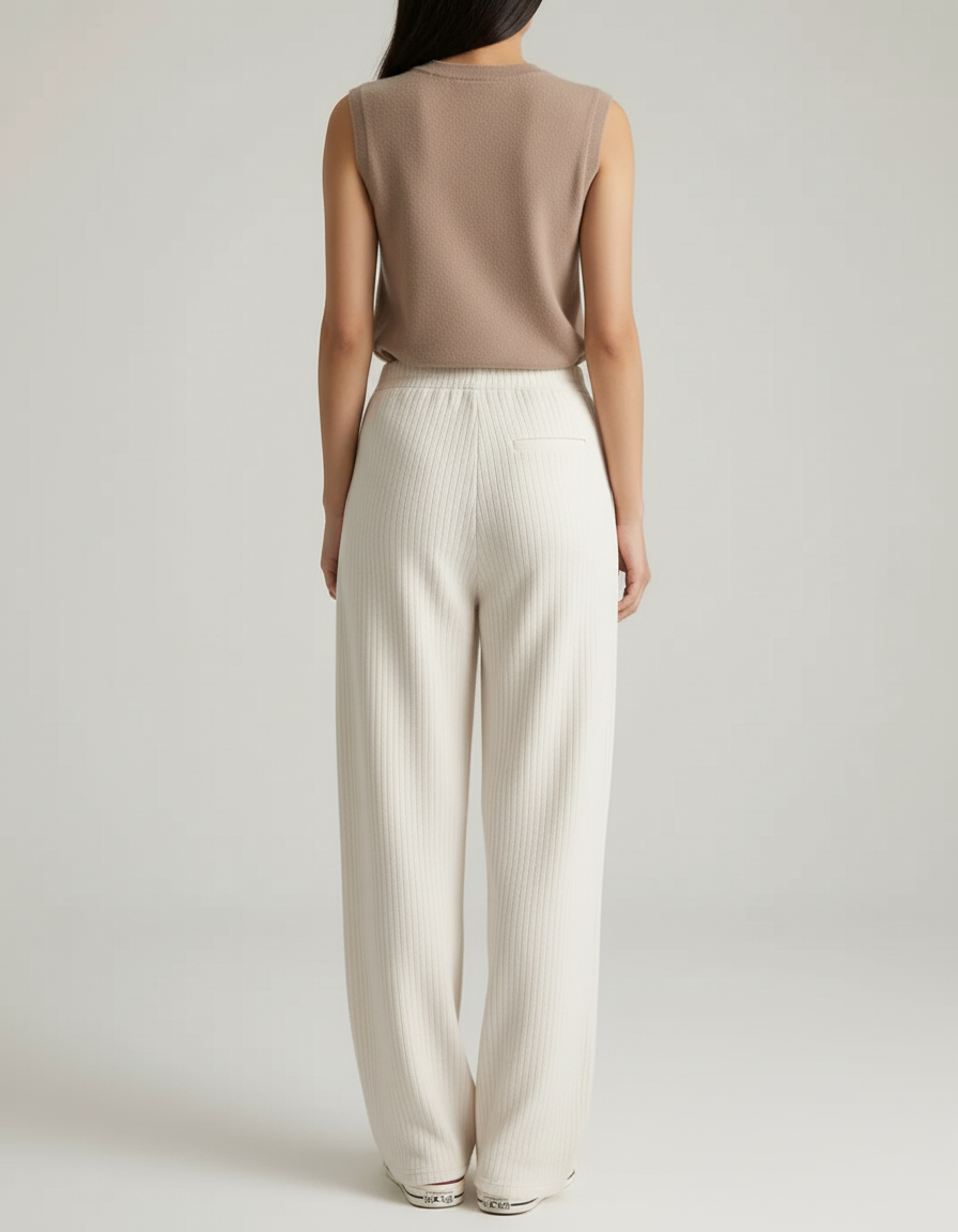 Pantalon Baggy Femme Blanc - Maille - vue 2
