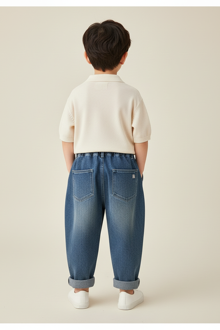 Pantalon Baggy Jean Bleu Ample Enfants Décontracté - vue 2