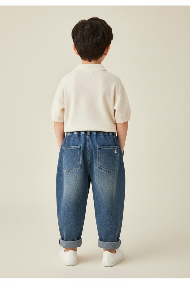 Pantalon Baggy Jean Bleu Ample Enfants Décontracté - vue 2