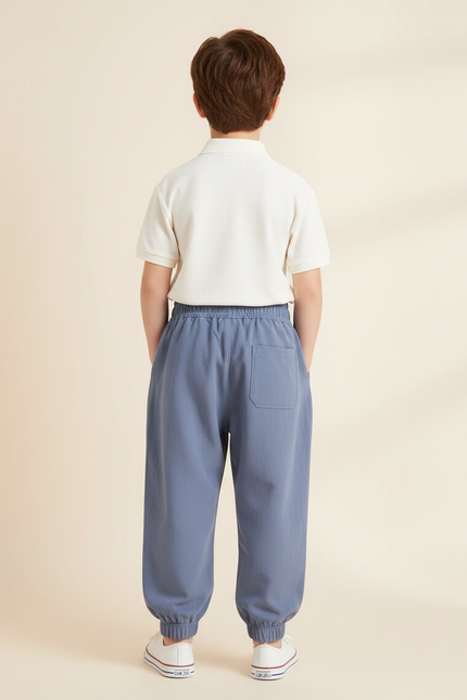 Pantalon Baggy Bleu Gris Coton Ample Garçon Sport - vue 2