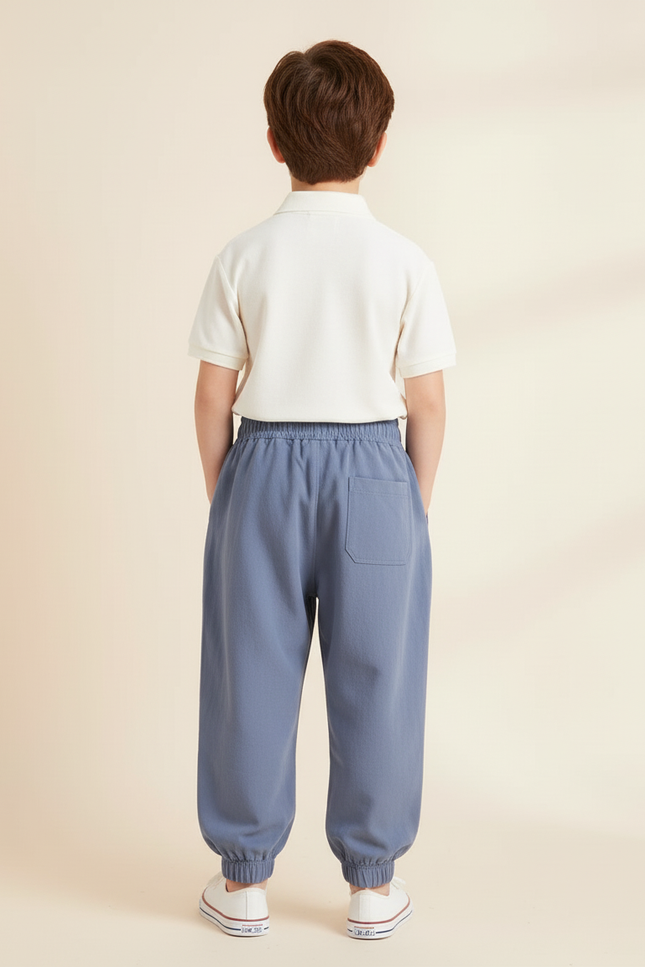Pantalon Baggy Bleu Gris Coton Ample Garçon Sport - vue 2
