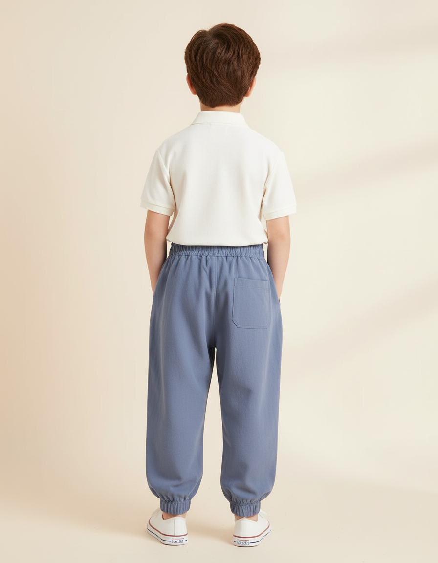 Pantalon Baggy Bleu Gris Coton Ample Garçon Sport - vue 2