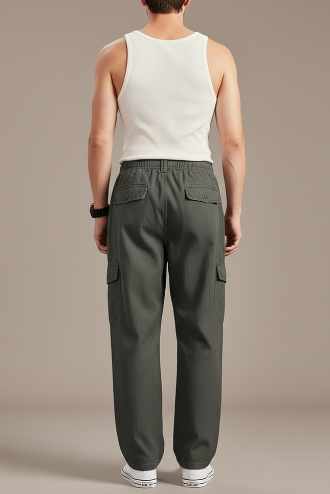 Pantalon Baggy Homme Kaki - Toile - vue 2