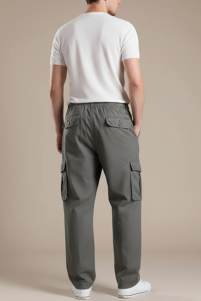 Pantalon Baggy Cargo Coton Ample Homme Gris - Kaki - vue 2