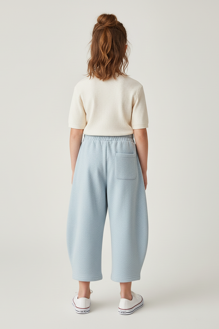 Pantalon Baggy Bleu Ciel Ample Molletonné Enfant - vue 2