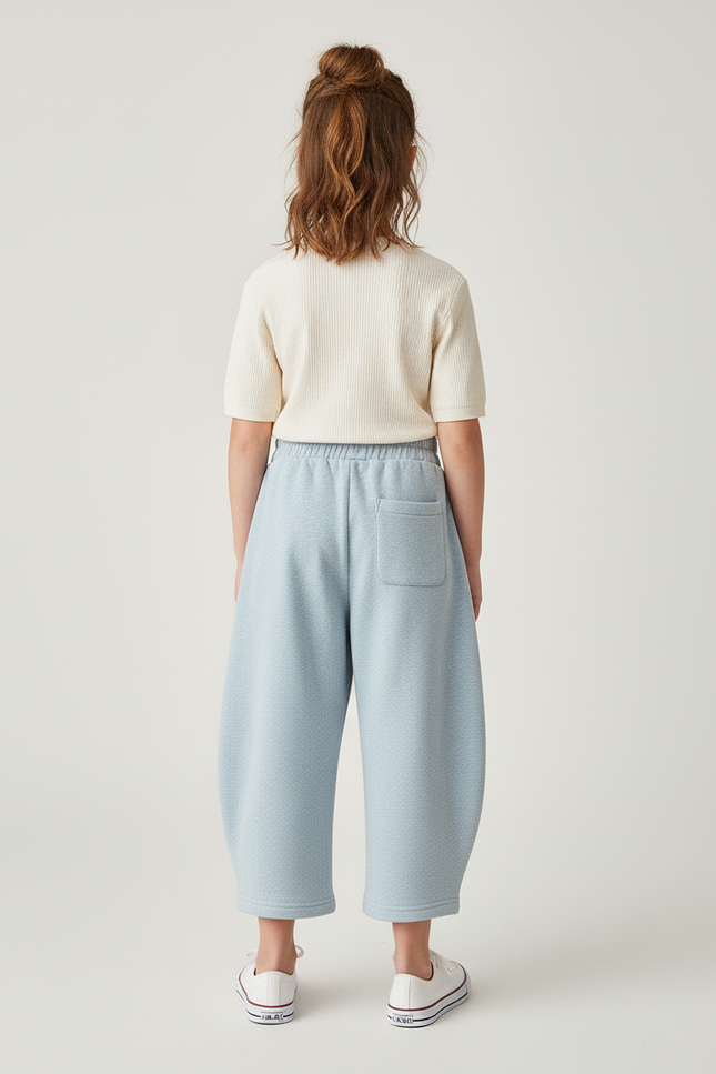 Pantalon Baggy Bleu Ciel Ample Molletonné Enfant - vue 2