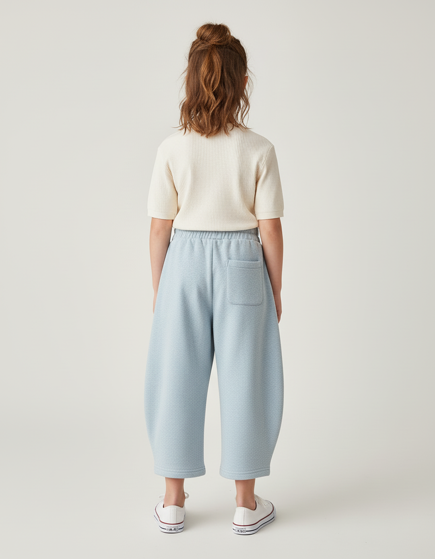 Pantalon Baggy Bleu Ciel Ample Molletonné Enfant - vue 2