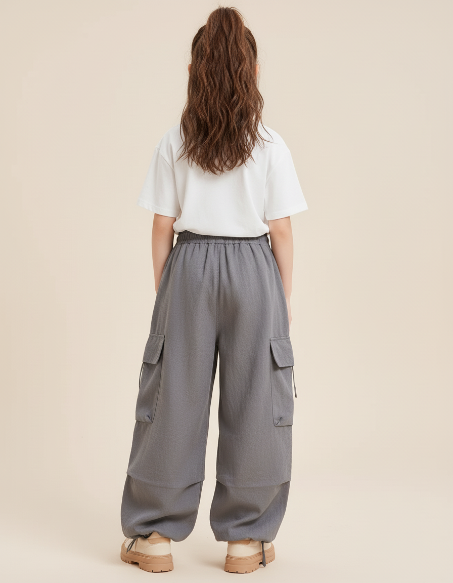 Pantalon Baggy Gris Cargo Ample Unisexe Décontracté - Lin - vue 2
