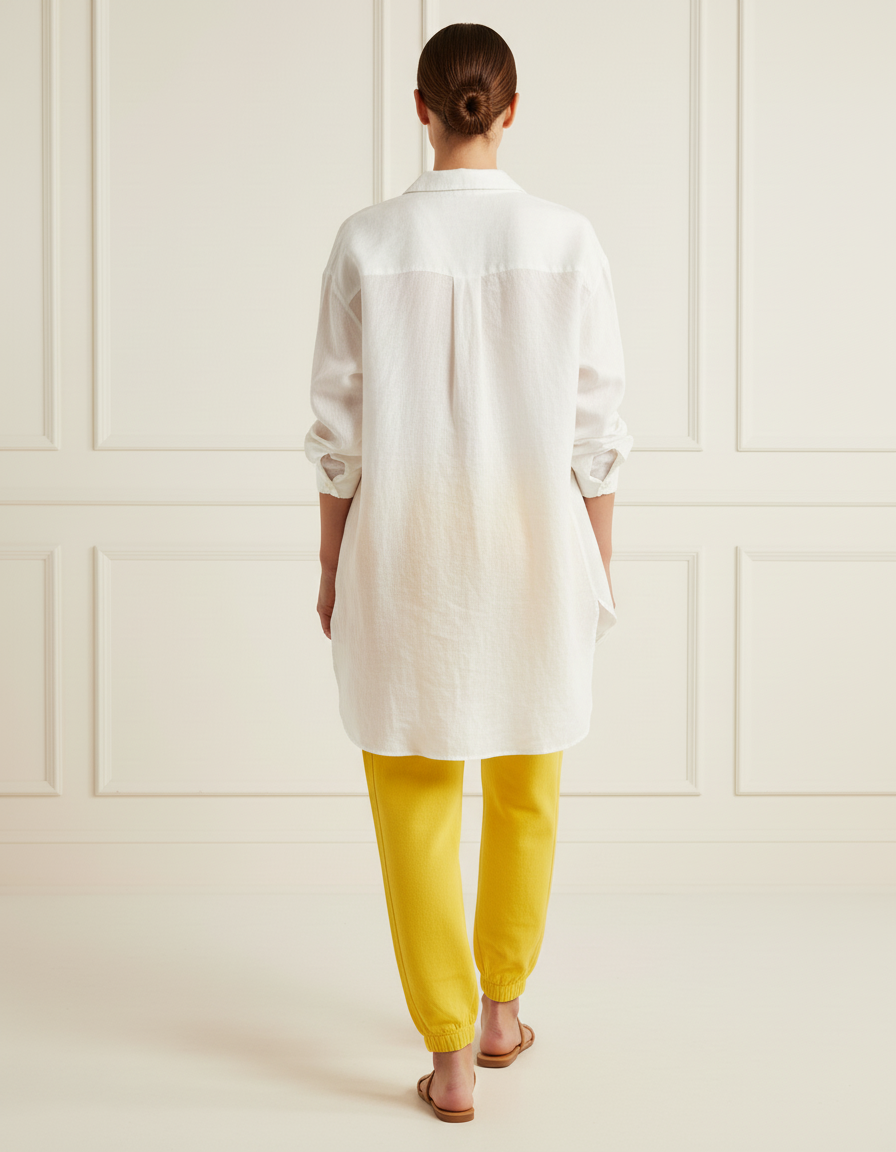 Pantalon Baggy Jaune Ample Coton Décontracté Imprimé - Molleton - vue 2