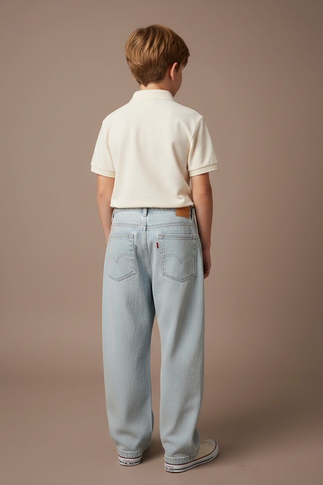 Pantalon Baggy Jean Clair Ample Décontracté Enfant - Bleu - vue 2