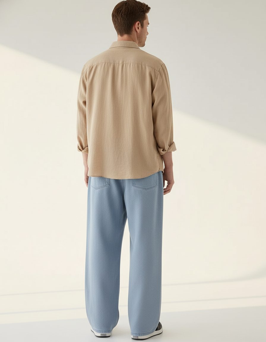 Pantalon Coupe Baggy - Bleu Jean - vue 2