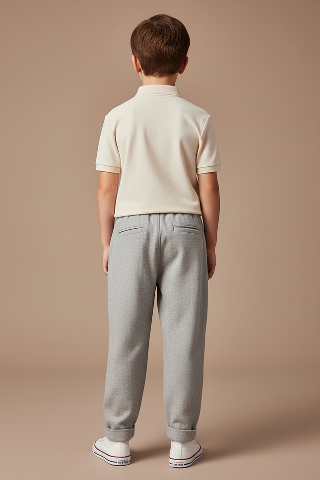 Pantalon Baggy Gris Chiné Cordon Décontracté Garçon - Molleton - vue 2