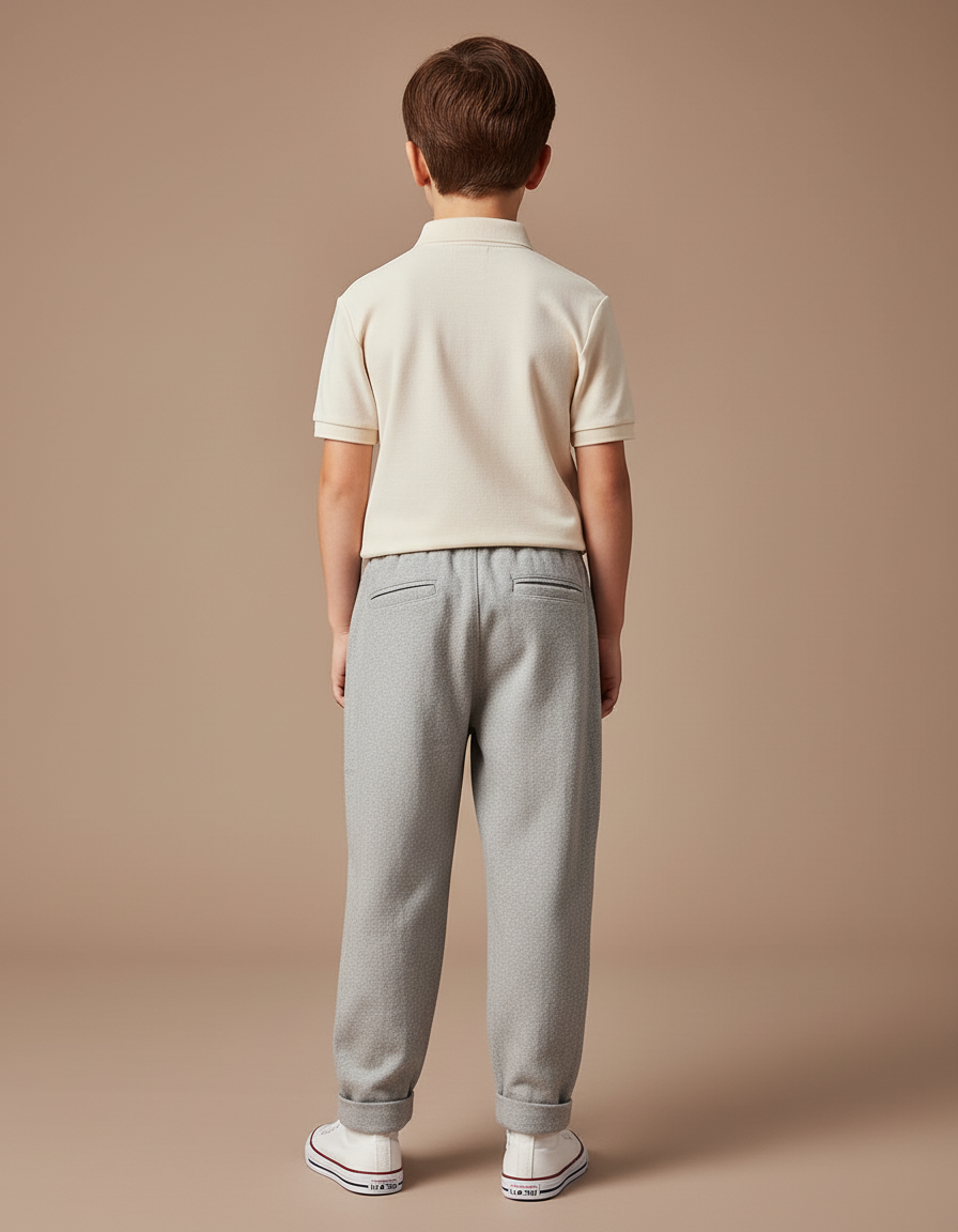 Pantalon Baggy Gris Chiné Cordon Décontracté Garçon - Molleton - vue 2