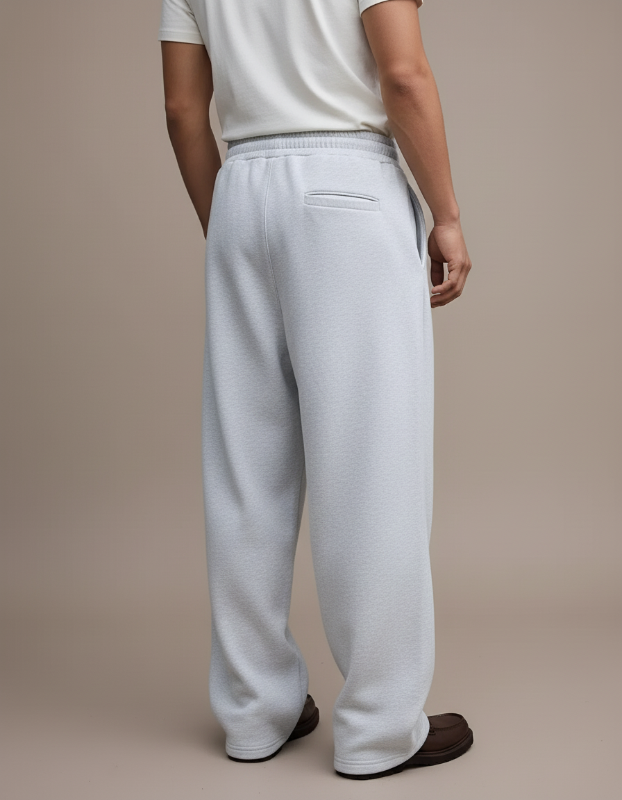 Pantalon Baggy Gris Clair Ample Cordon Décontracté - Molleton - vue 2