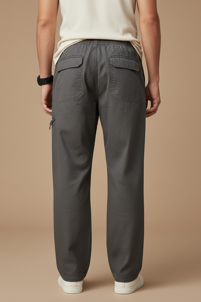 Pantalon Baggy Gris Coton Cargo Ample Homme - vue 2