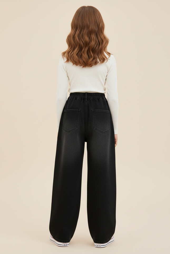 Pantalon Baggy Noir Dégradé Ample Denim Enfant - Jean - vue 2