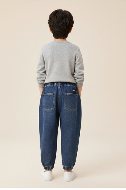 Pantalon Baggy Jean Denim Ample Garçon Décontracté - Bleu - vue 2