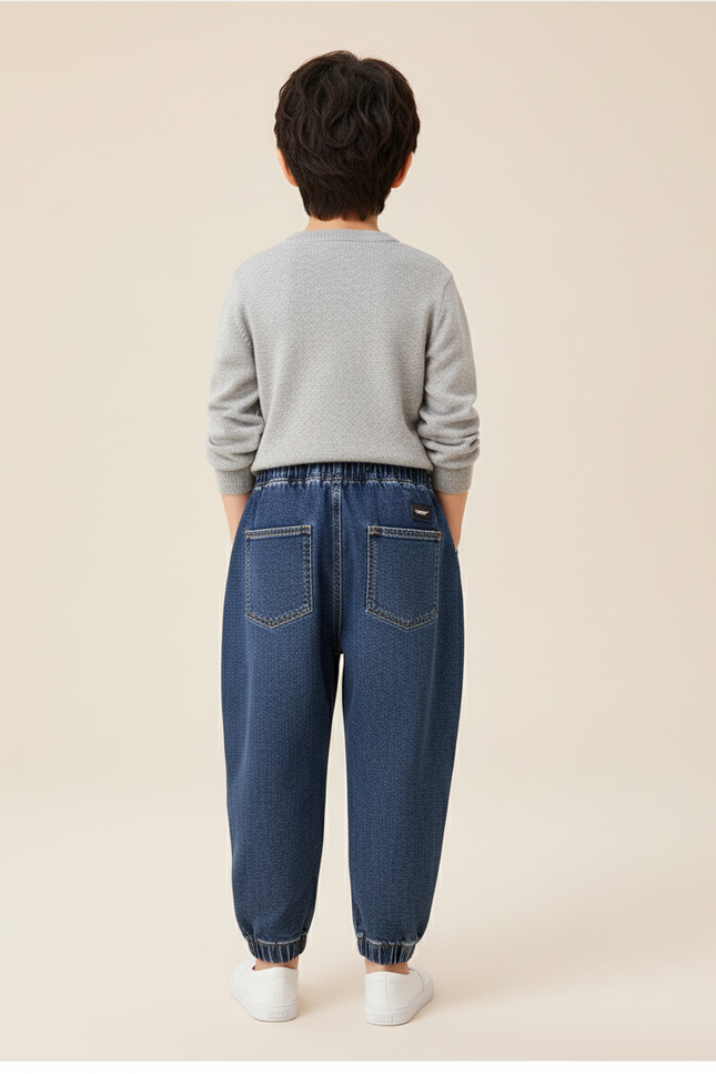 Pantalon Baggy Jean Denim Ample Garçon Décontracté - Bleu - vue 2
