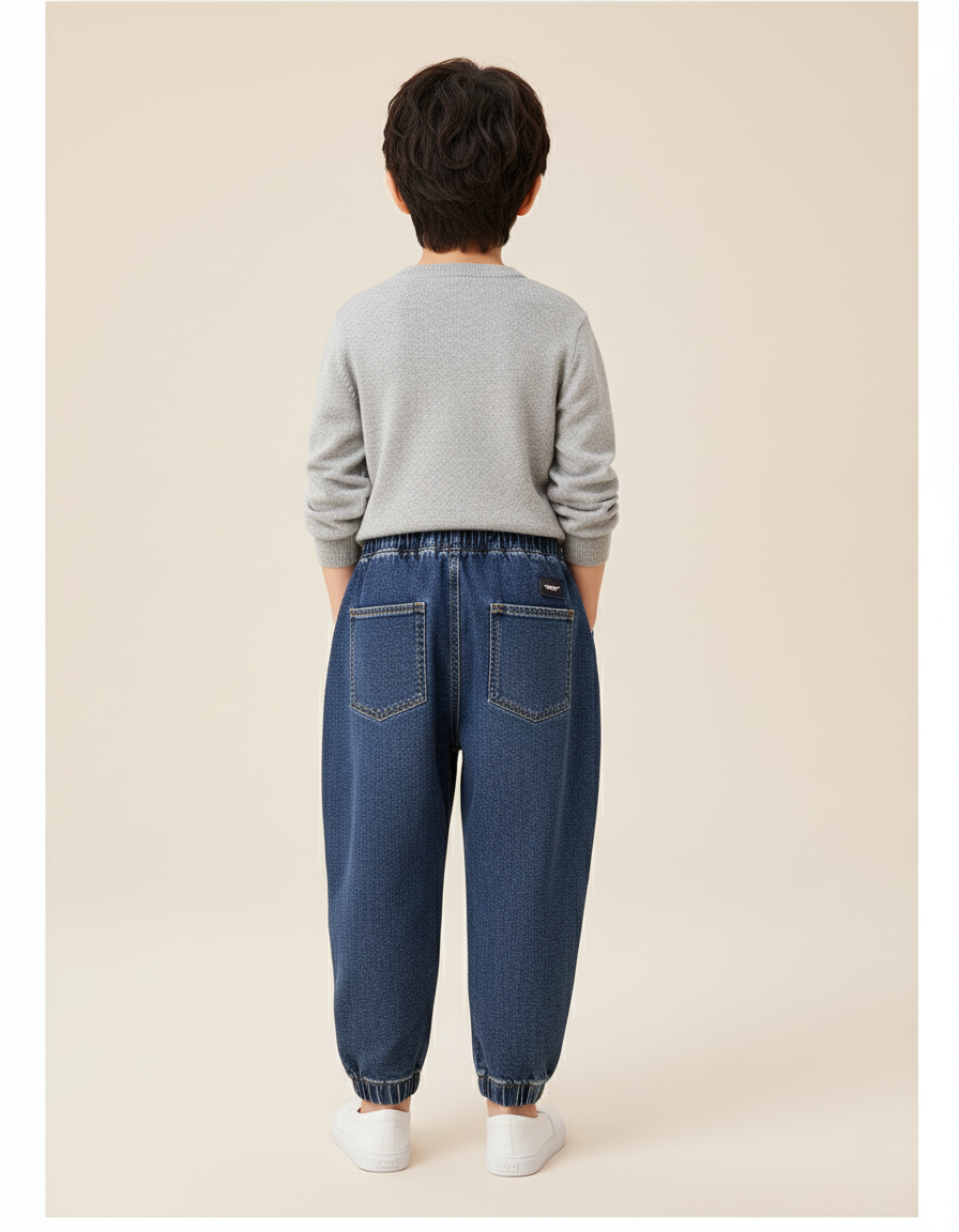 Pantalon Baggy Jean Denim Ample Garçon Décontracté - Bleu - vue 2