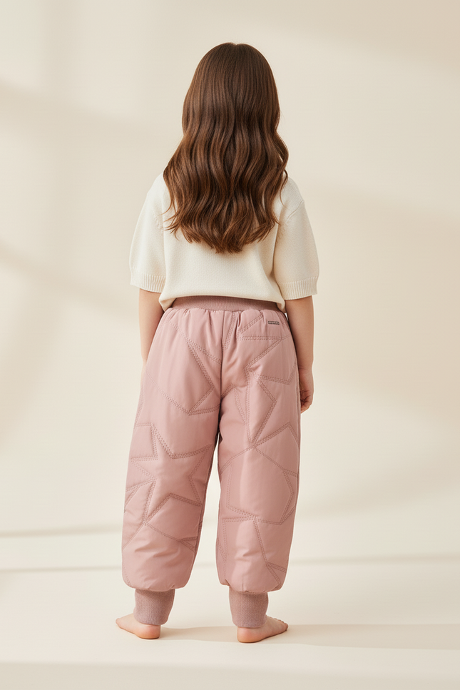 Pantalon Baggy Rose Matelassé Étoiles Chaud Enfant - Polyester - vue 2