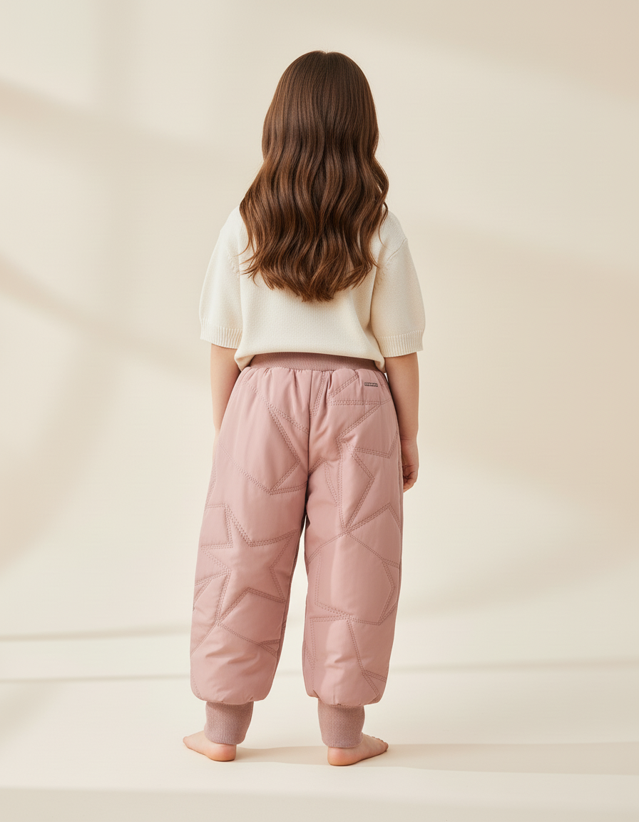 Pantalon Baggy Rose Matelassé Étoiles Chaud Enfant - Polyester - vue 2