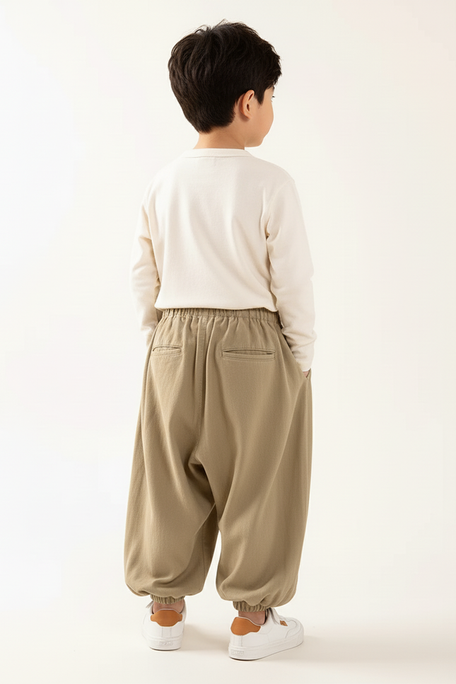 Pantalon Baggy Kaki Ample Coton Décontracté Enfant - Molleton - vue 2