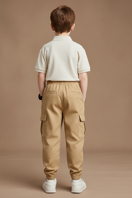 Pantalon Baggy Cargo Beige Décontracté Coton Garçon - Toile - vue 2