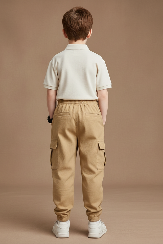Pantalon Baggy Cargo Beige Décontracté Coton Garçon - Toile - vue 2