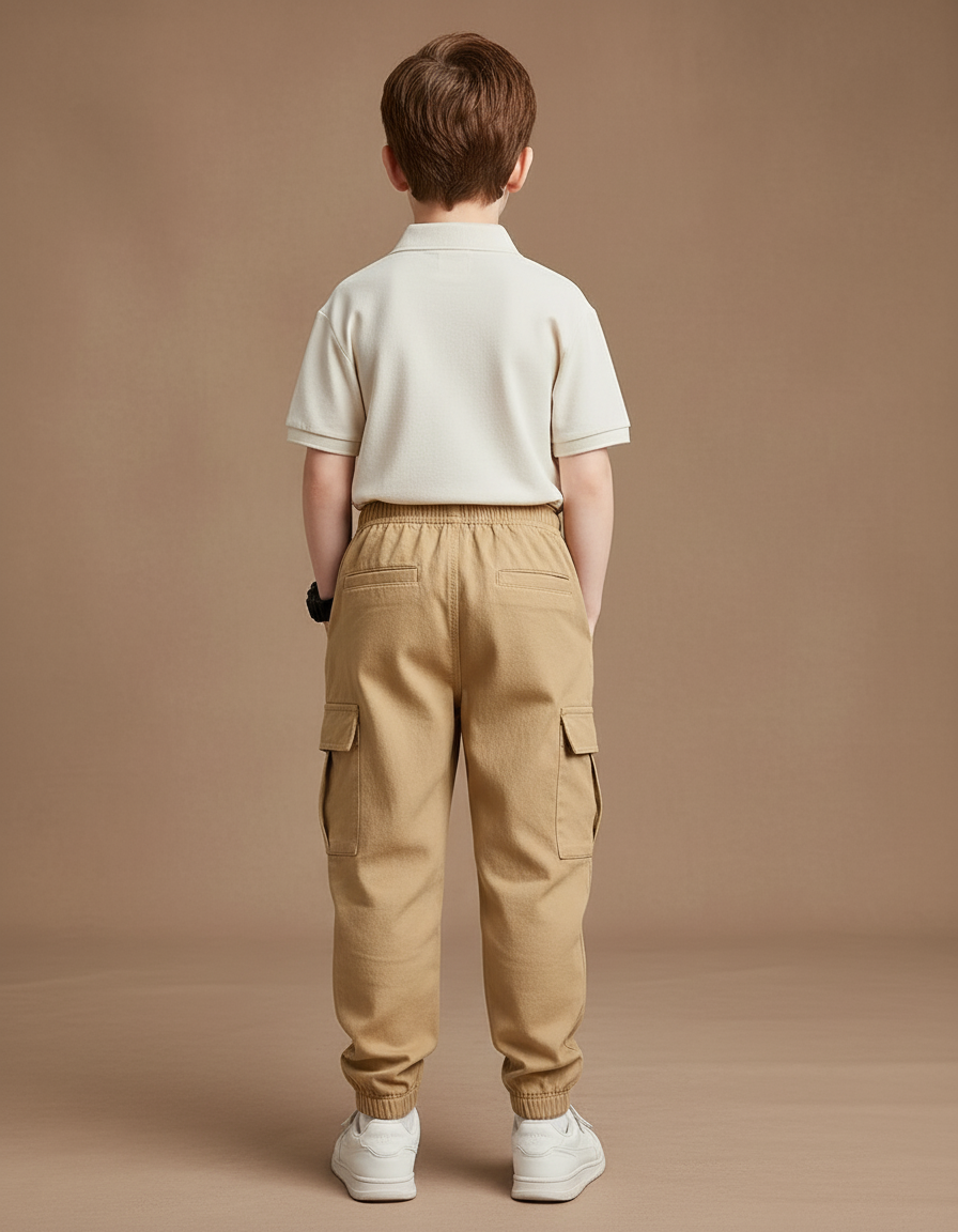 Pantalon Baggy Cargo Beige Décontracté Coton Garçon - Toile - vue 2