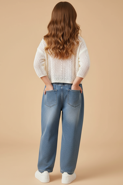 Pantalon Baggy Denim Imprimé Kuromi Large Décontracté - Bleu Jean - vue 2