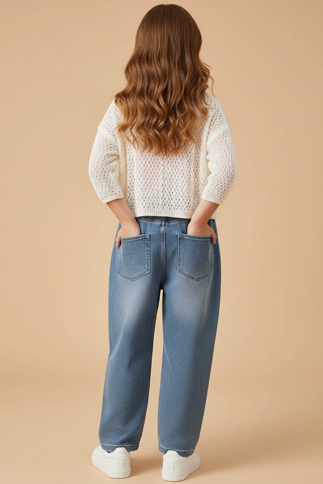 Pantalon Baggy Denim Imprimé Kuromi Large Décontracté - Bleu Jean - vue 2