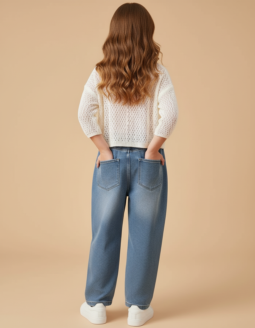 Pantalon Baggy Denim Imprimé Kuromi Large Décontracté - Bleu Jean - vue 2