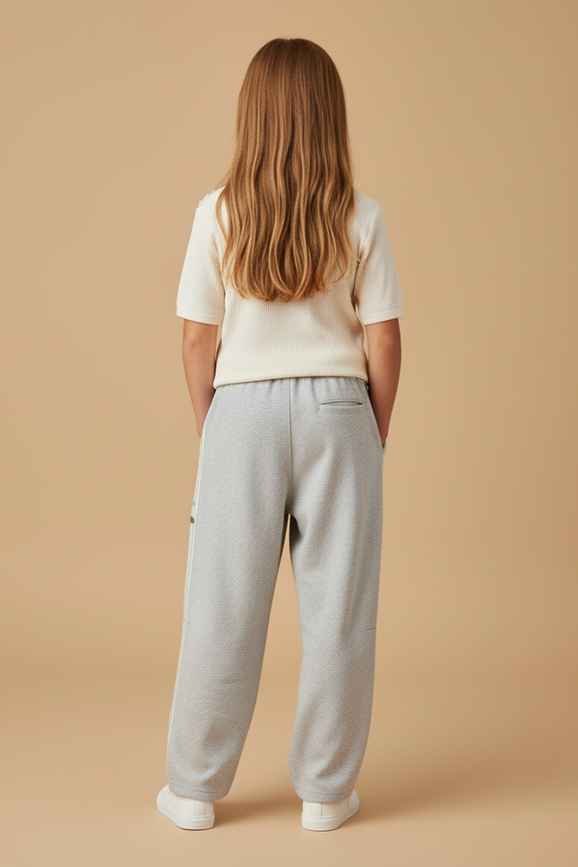 Pantalon Baggy Gris Sport Rayures Blanches Ample Coton - Molleton - vue 2