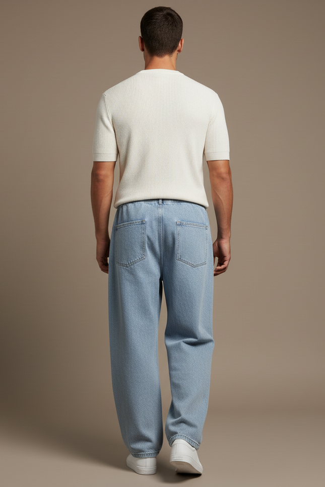 Pantalon Baggy Homme Bleu Taille Élastique - Jean - vue 2