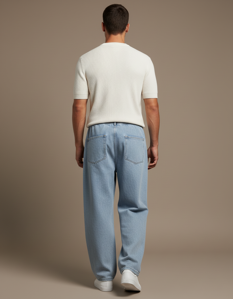 Pantalon Baggy Homme Bleu Taille Élastique - Jean - vue 2