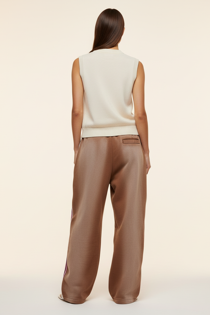 Pantalon Baggy Marron Rayures Roses Ample Sport - Molleton - vue 2