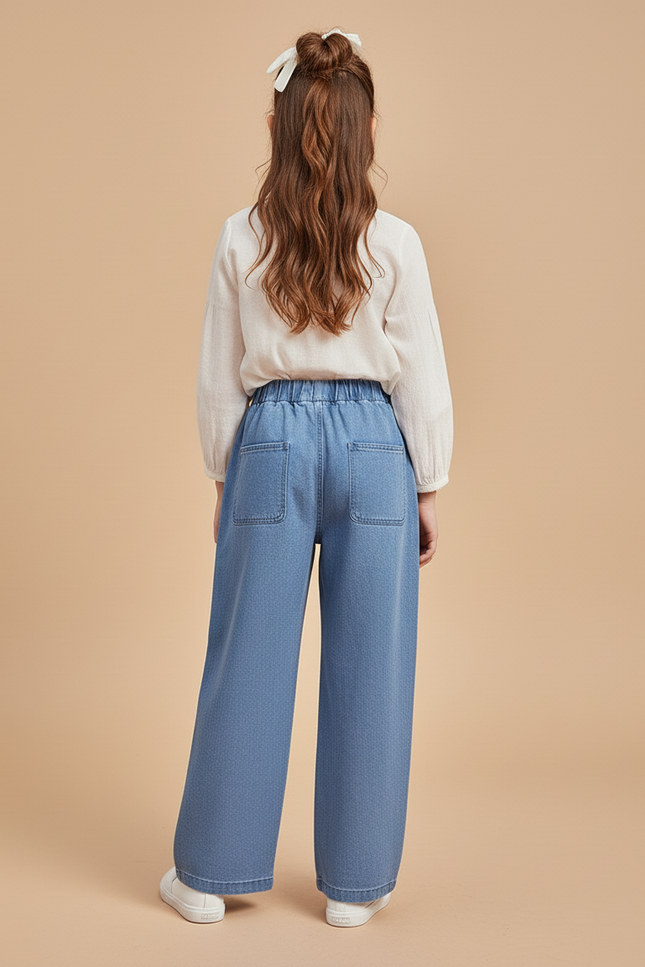 Pantalon Baggy Jean Bleu Ample Confortable Fille - vue 2