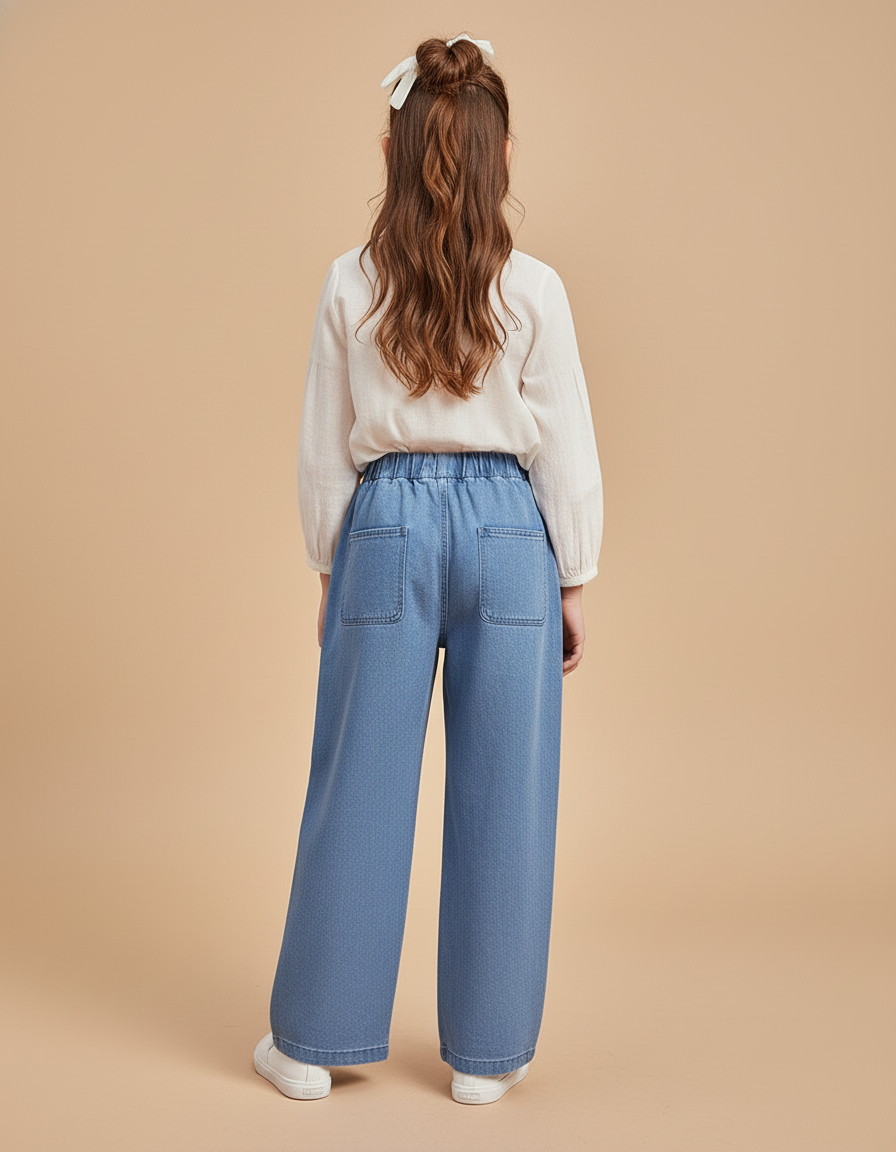 Pantalon Baggy Jean Bleu Ample Confortable Fille - vue 2