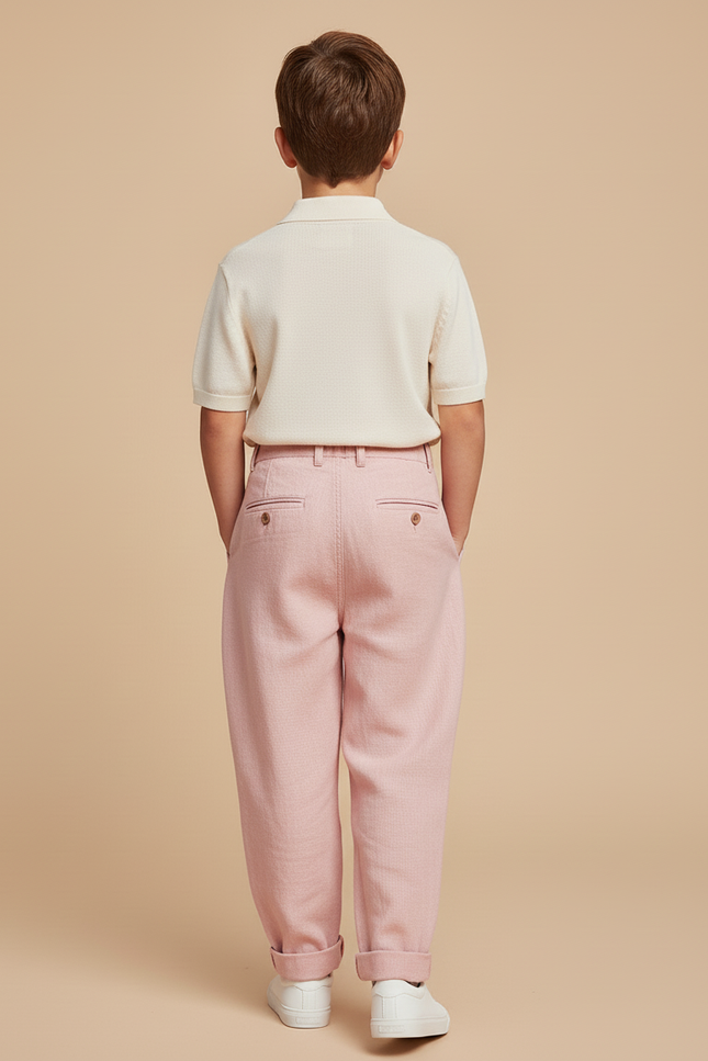 Pantalon Baggy Rose Ample Décontracté Enfant Poches - Lin - vue 2