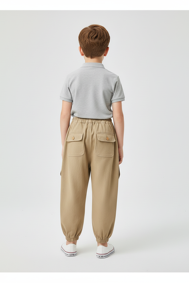 Pantalon Baggy Kaki Cargo Ample Enfant Coton Sport - vue 2