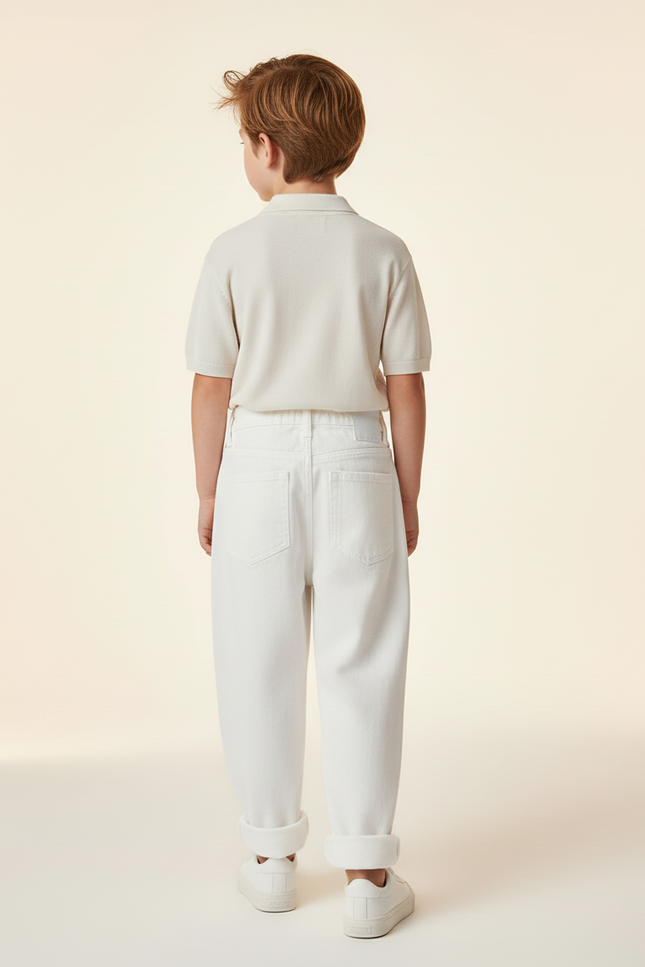 Pantalon Baggy Blanc Ample Coton Décontracté Enfant - vue 2
