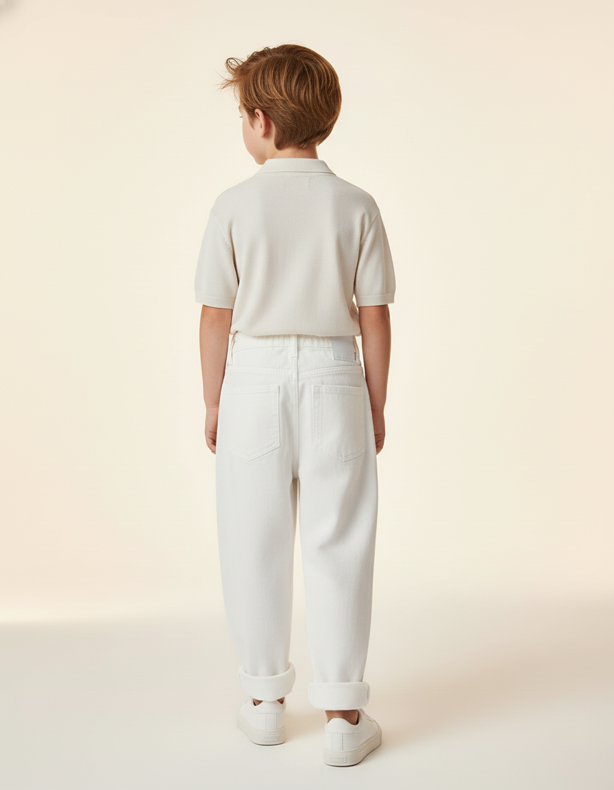 Pantalon Baggy Blanc Ample Coton Décontracté Enfant - vue 2