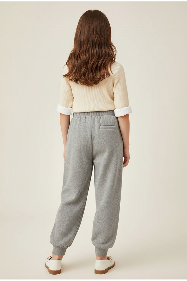 Pantalon Baggy Gris Chiné Molletonné Lettre Enfant - vue 2